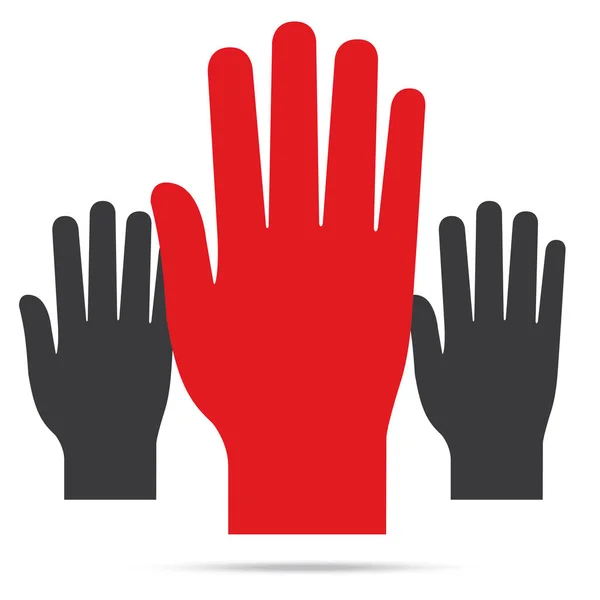 Popular levantar a cor vermelha mão esquerda vetor isolado — Vetor de Stock