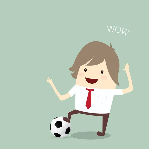 Empresario feliz está jugando fútbol relajarse idea e inspiración , — Archivo Imágenes Vectoriales