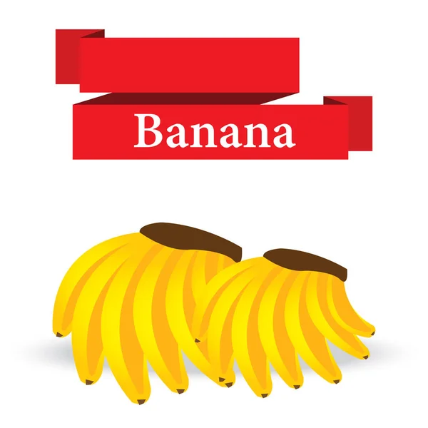 흰색 배경 벡터에 신선한 바나나 — 스톡 벡터
