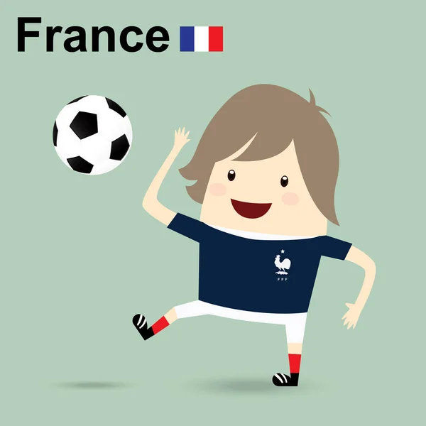 Francia selección nacional de fútbol, empresario feliz está jugando socc — Vector de stock