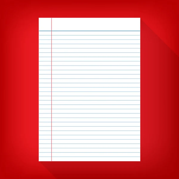 Notebook paper isolated red background empty message — Stock Vector