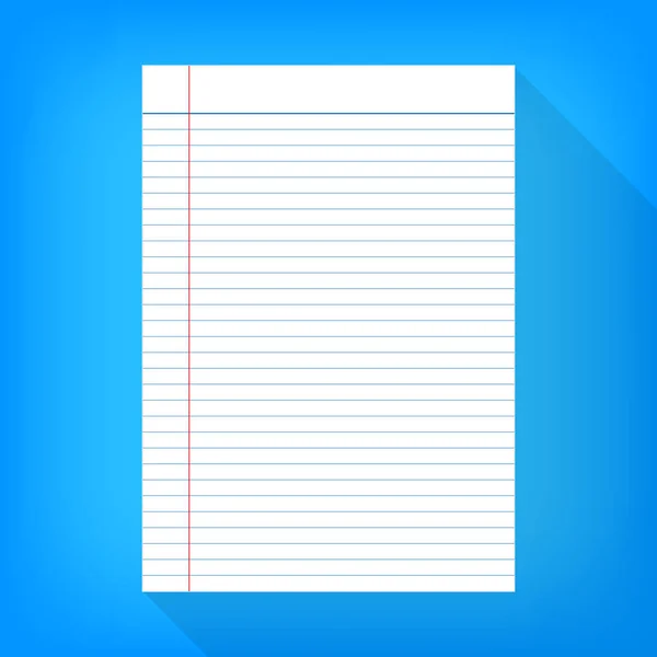 Notebook paper isolated blue background empty message — Stock Vector