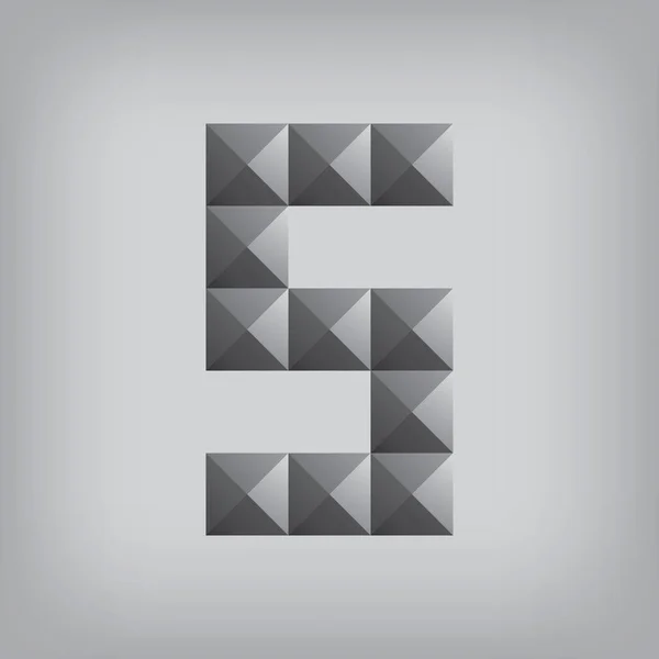 5 chiffre cinq alphabet géométrique icône et signe triangle moderne w — Image vectorielle