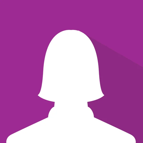 Kobiece avatar profil członka zdjęcie fioletowy, sylwetka światło sh — Wektor stockowy