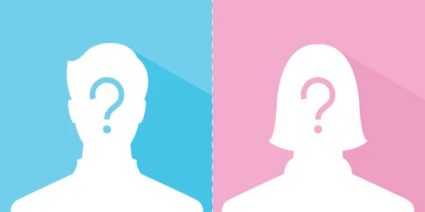 Anonyma manliga och kvinnliga profil bild känslor, silhouette pr — Stock vektor