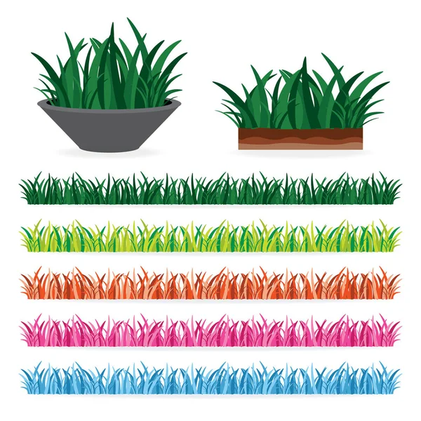 Hierba verde y hierba colorida de cada colección de temporadas, soli — Vector de stock