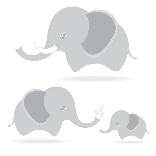 Linda familia de elefantes, dibujo de dibujos animados tailandia — Vector de stock