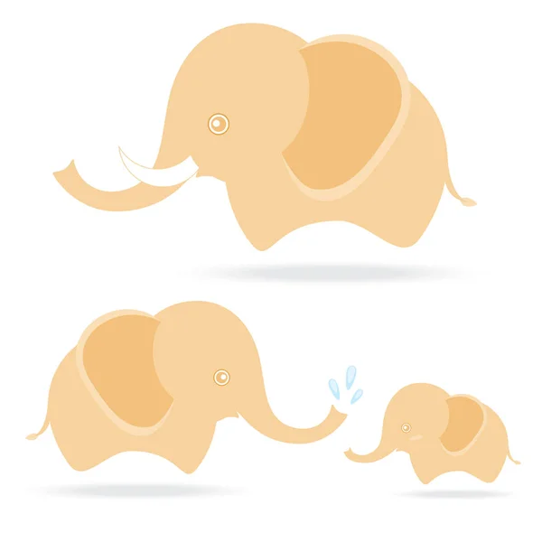Schattig olifant familie, cartoon tekenen van thailand — Stockvector