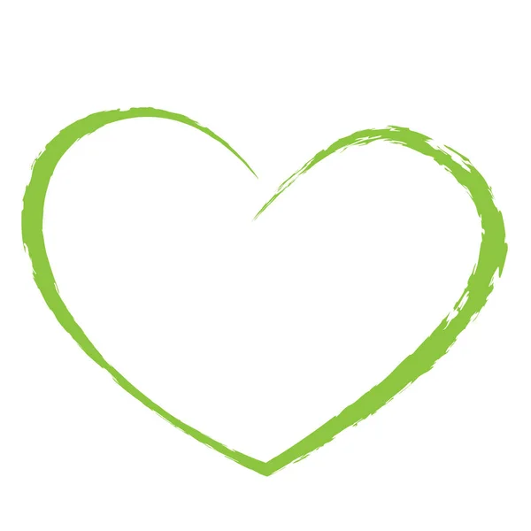 Coração verde desenho amor valentine — Vetor de Stock