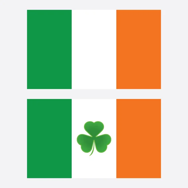 Bandeira irlandesa com folha de trevo isolado fundo — Vetor de Stock