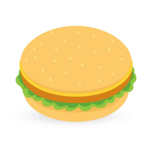 Beyaz arkaplanda izole edilmiş burger — Stok Vektör