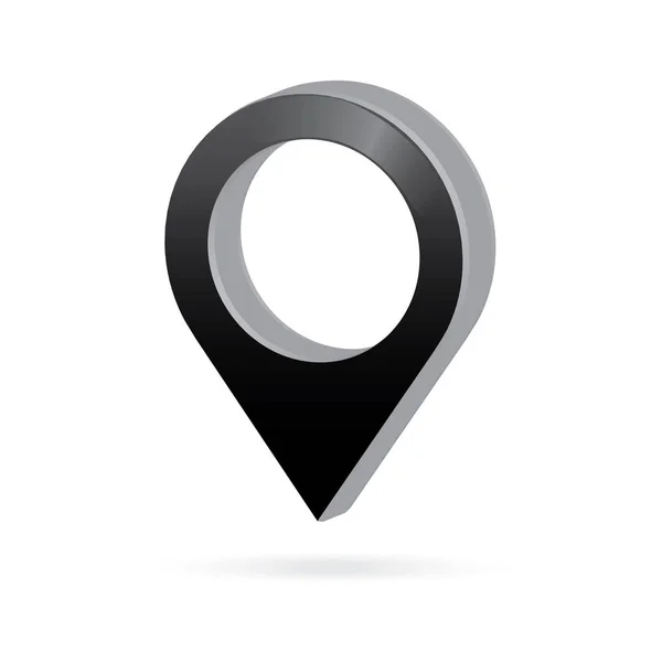 3d metal black map pointer icon marker GPS location flag symbol — Stock Vector