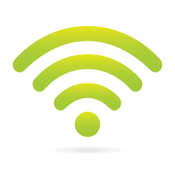 Icône wifi vert symbole sans fil sur fond isolé — Image vectorielle