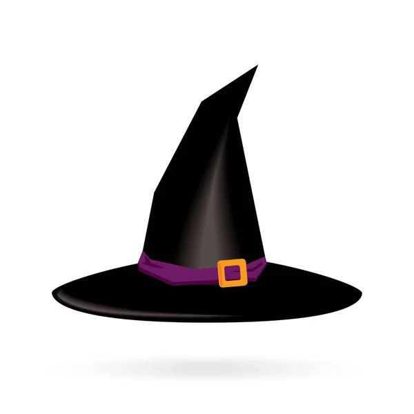 Sombrero de bruja fondo aislado, feliz día de Halloween — Vector de stock