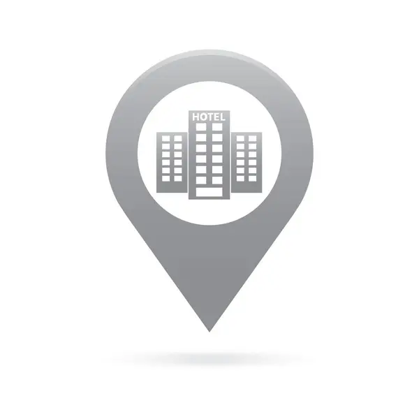 Hotel mappa puntatore icona marcatore GPS posizione bandiera simbolo — Vettoriale Stock