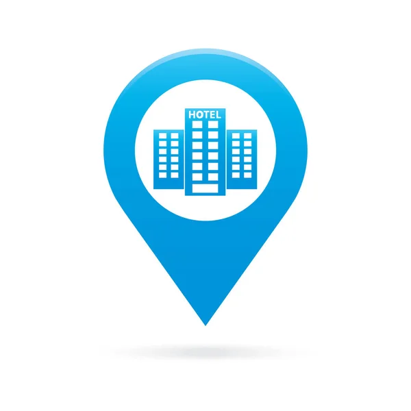 Hotel mapa ponteiro ícone marcador GPS localização bandeira símbolo — Vetor de Stock