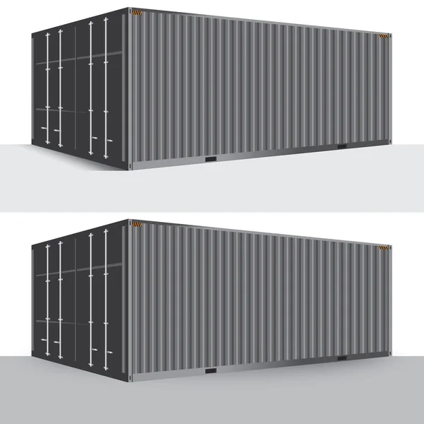 3d перспектива сірого металевого вантажного контейнерного перевезення вантажів є — стоковий вектор