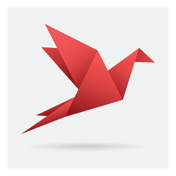 arka plan üzerinde izole kare sanat uçan kırmızı kuş kağıt el sanatları