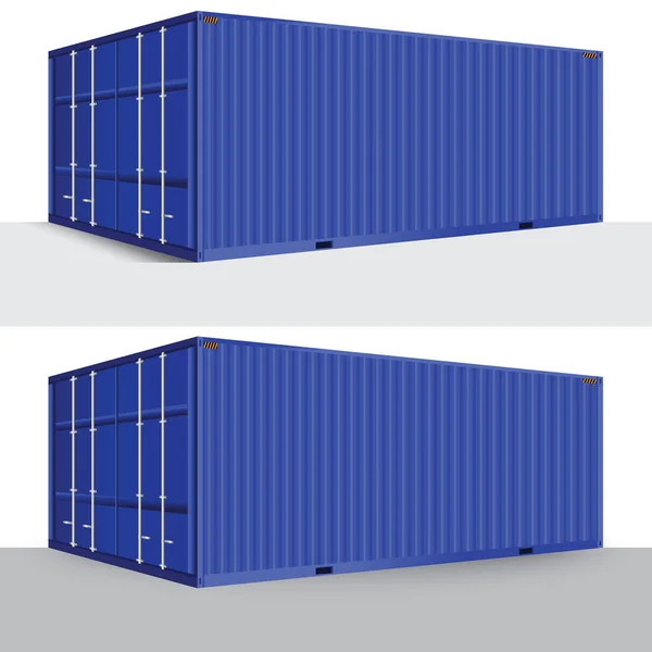 3d perspektif mavi kargo konteyner yük nakliye te izole — Stok Vektör