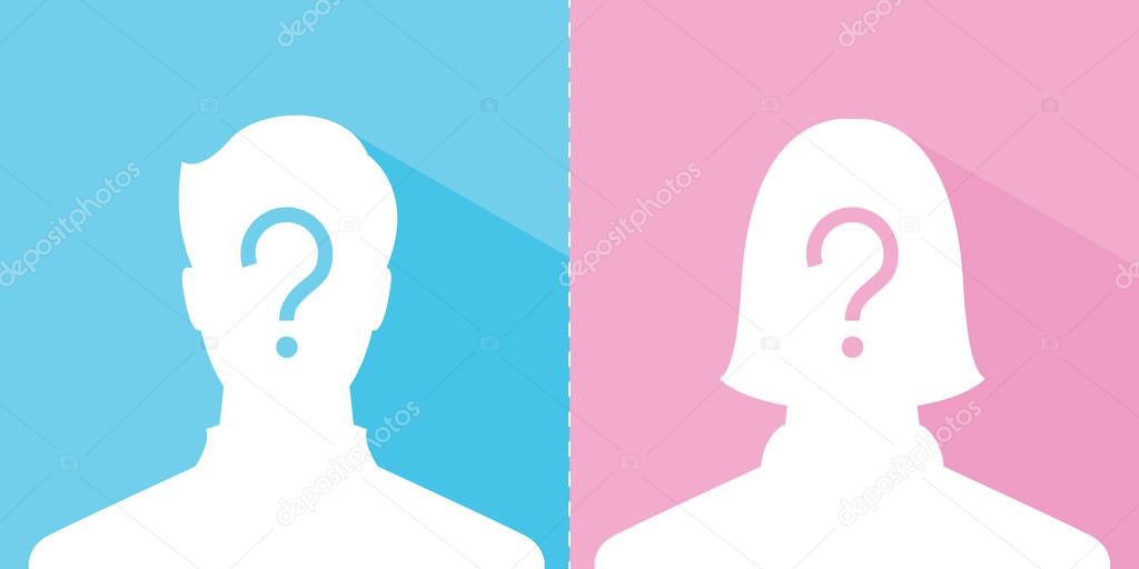 anonymous male and female profile picture emotion, silhouette pr