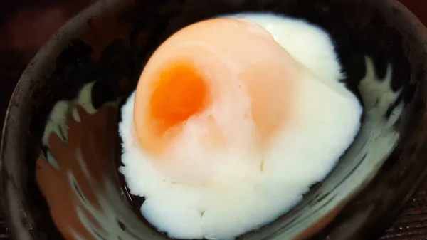 Close-up traditional japanese soft-boiled egg isolated on backgr — Stock Photo, Image