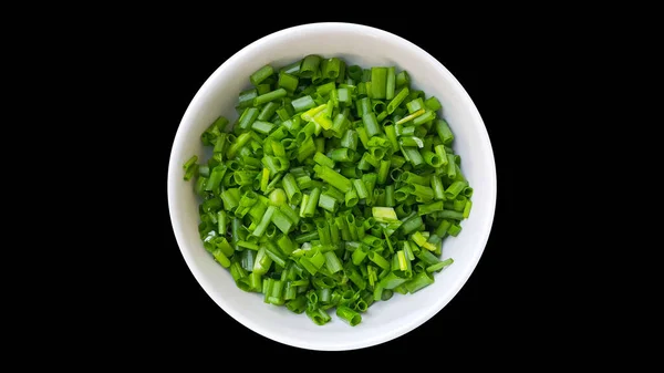 Spring Onions White Bowl Isolated Background — Stock Photo, Image