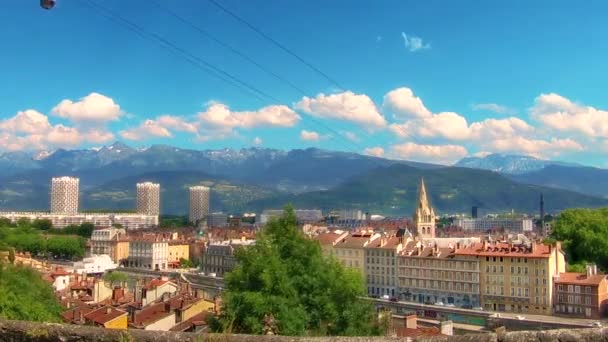 Bulles Cablecar 'ın Zamanı, Grenoble, Fransa' daki Bastille Tepesi — Stok video