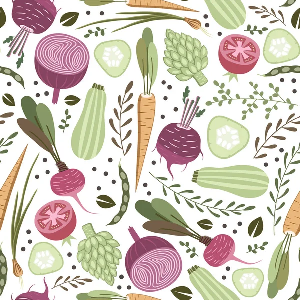 Vegetales Fondo sin costura — Vector de stock