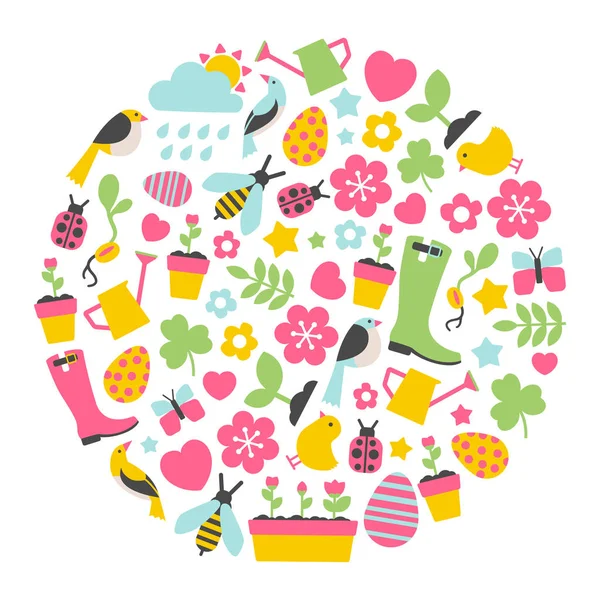 Design Element Colorful Spring Icons — Stock Vector
