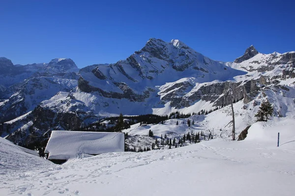 Sneeuw bedekt bergen Todi, Ortstock en Hoch Turm. — Stockfoto
