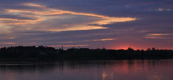 Pôr do sol sobre o lago Pfaffikon — Fotografia de Stock