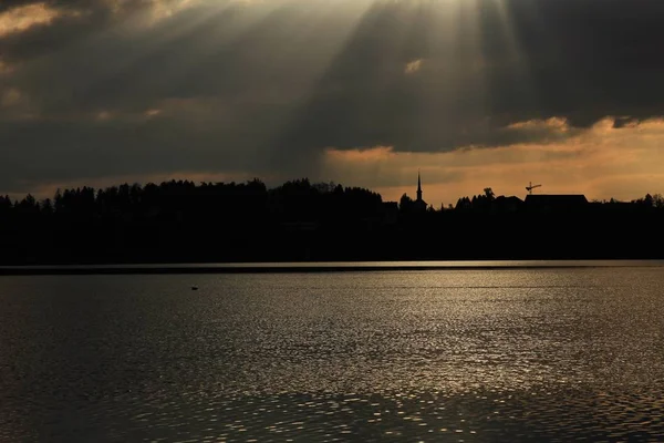 Evening scene at lake Pfaffikon — Stock Photo, Image