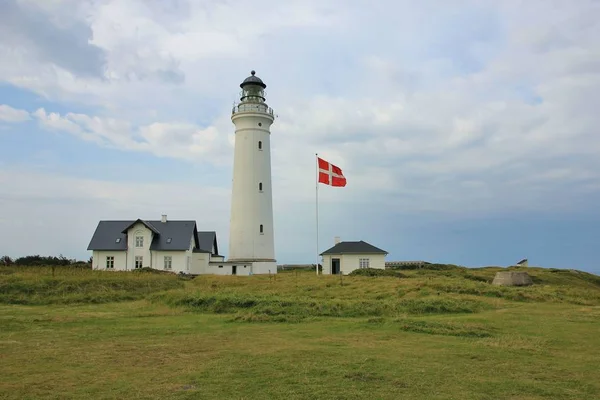 Hirtshals, Danimarka için eski deniz feneri. — Stok fotoğraf