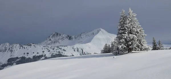 Winterszene bei Gstaad, Schweiz. — Stockfoto