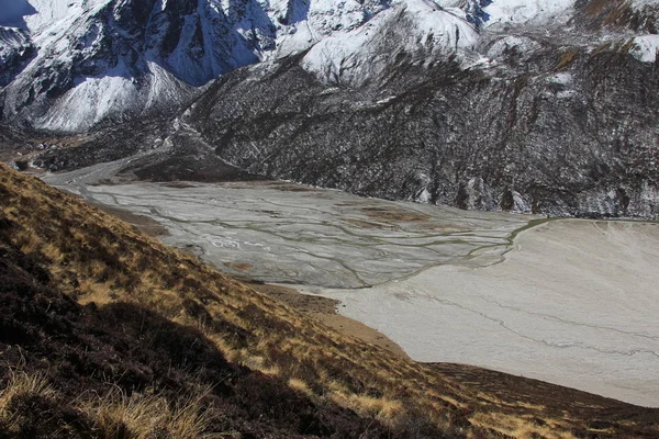 View of the Langtang Khola, river in Nepal. Scene near Kyangjin — Stock Photo, Image