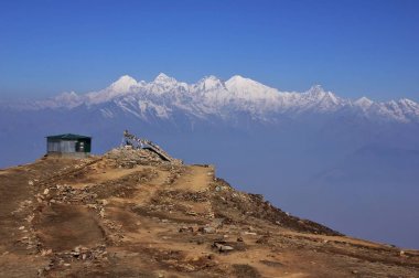 Ganesh Dharma dağ silsilesi Laurebina, Nepal görüldü. Adamlara spr