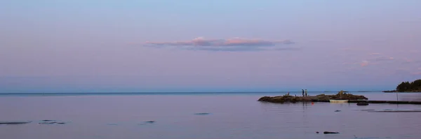 Ρομαντικό Ηλιοβασίλεμα Στην Όχθη Της Λίμνης Vanern Σουηδία — Φωτογραφία Αρχείου