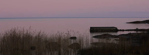 Sunset Jelenet Vita Sannar Svédország Kék Horizont Vanern Felett Ami — Stock Fotó