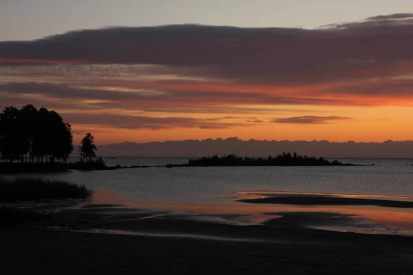 Farbenfrohe Morgenszene Ufer Des Vanernsees Schweden — Stockfoto