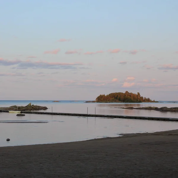 Coucher Soleil Été Depuis Vita Sannar Suède Côte Lac Vanern — Photo