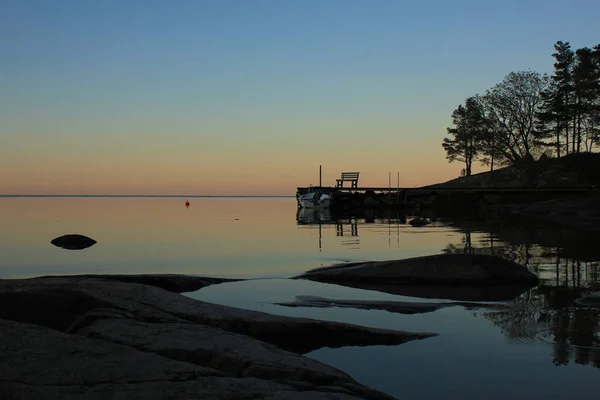 Heldere Rustige Zomeravond Aan Het Vanernmeer Zweden — Stockfoto