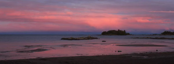Summer Evening Vita Sannar Sweden Bright Pink Clouds Lake Vanern — Stock Photo, Image