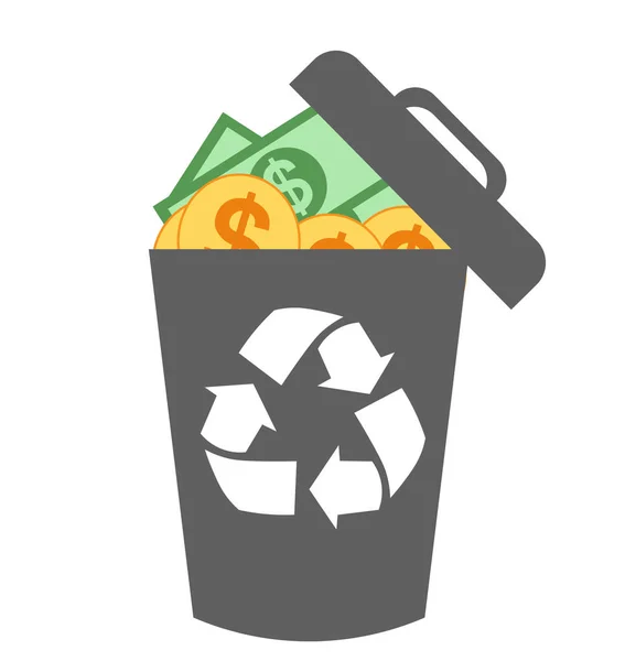 Icon Money Garbage Trade Waste Exchange Business Money Buy Sell — Stock Vector