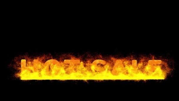 Text Animation Word Hot Sale Burning Fire — Stock Video