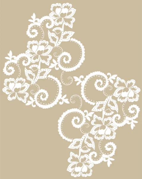 Patrón Encaje Floral Cordones Boda Blancos Aislados Patrón Encaje Dibujado — Vector de stock