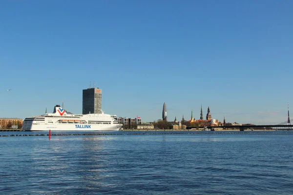 Riga Latvia 23Th April 2020 Cruise Liner Tallink Temporarily Idling — Stock Photo, Image
