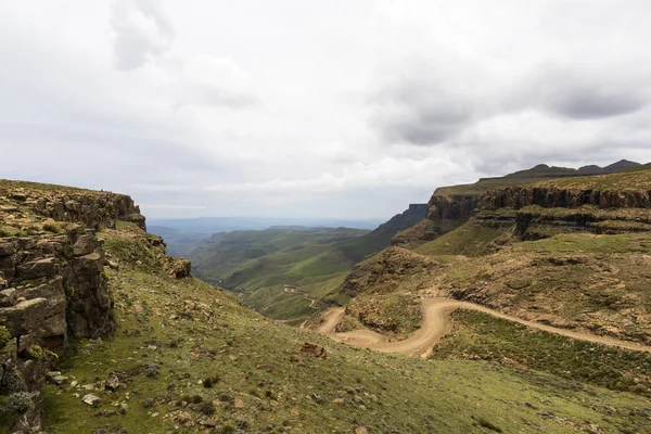 Sani Pass vanaf de bovenkant Stockfoto