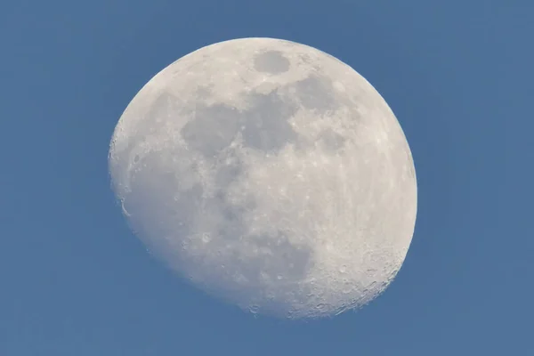 Genialny Późny Dzień Zima Wiosenny Księżyc Podczas Bezchmurnego Nieba Marca — Zdjęcie stockowe