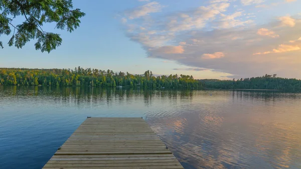 Beautiful Sunset Taken Dock Hungry Jack Lake Gunflint Trail Northern — Stock Photo, Image