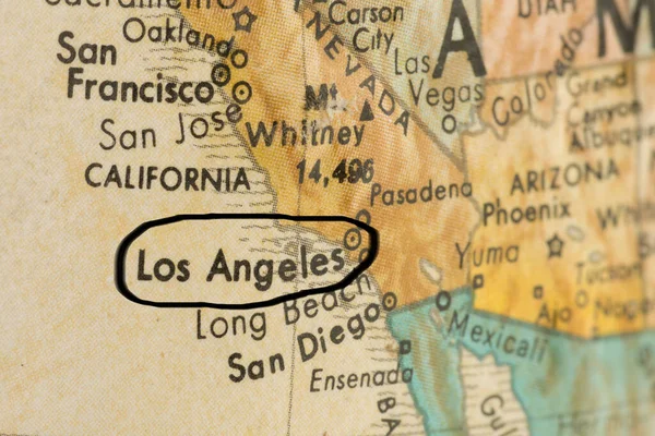 Los Angeles Circulou Mapa Antigo — Fotografia de Stock